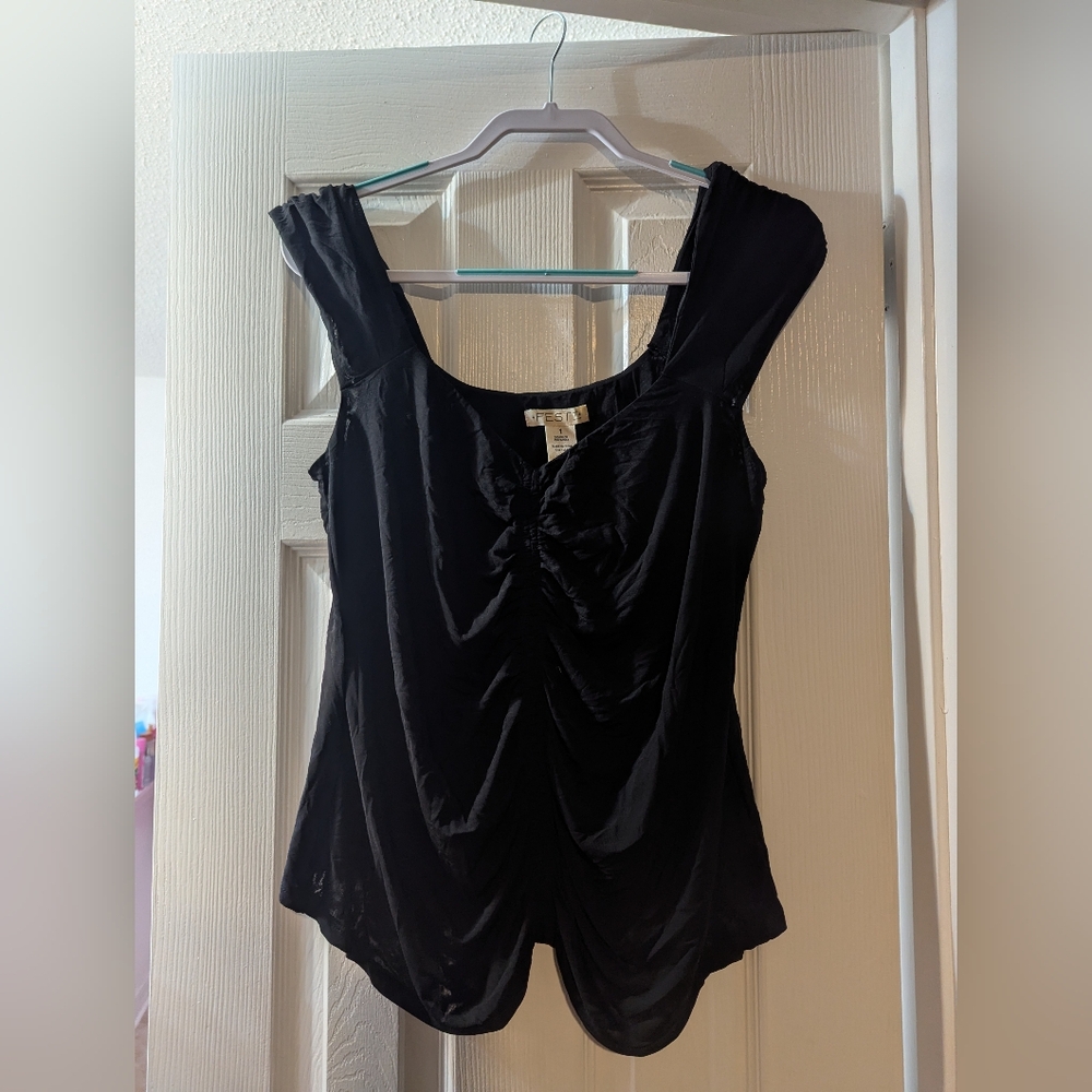 Festi Sheer Elegant Black Sleeveless Top
